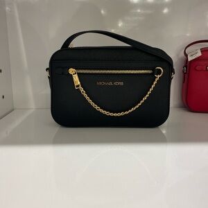 Michael Kors Black Crossbody Bag with Gold Accents